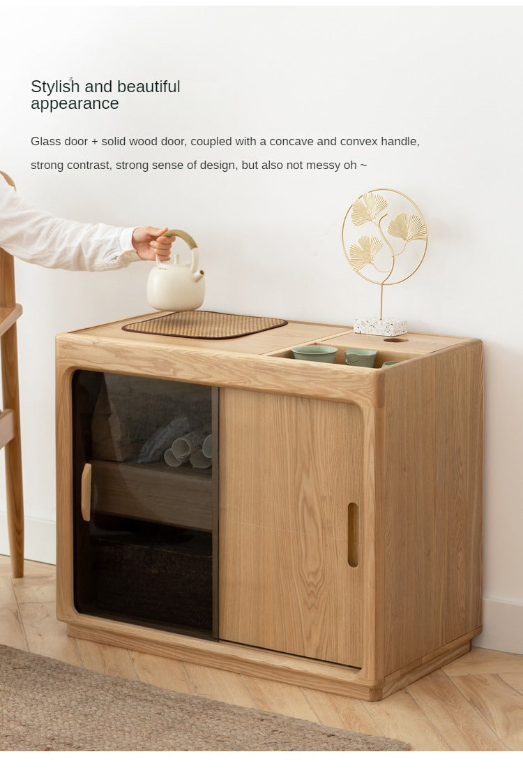 Oak, Ash Solid Wood Tea Maker Integrated Tea Table
