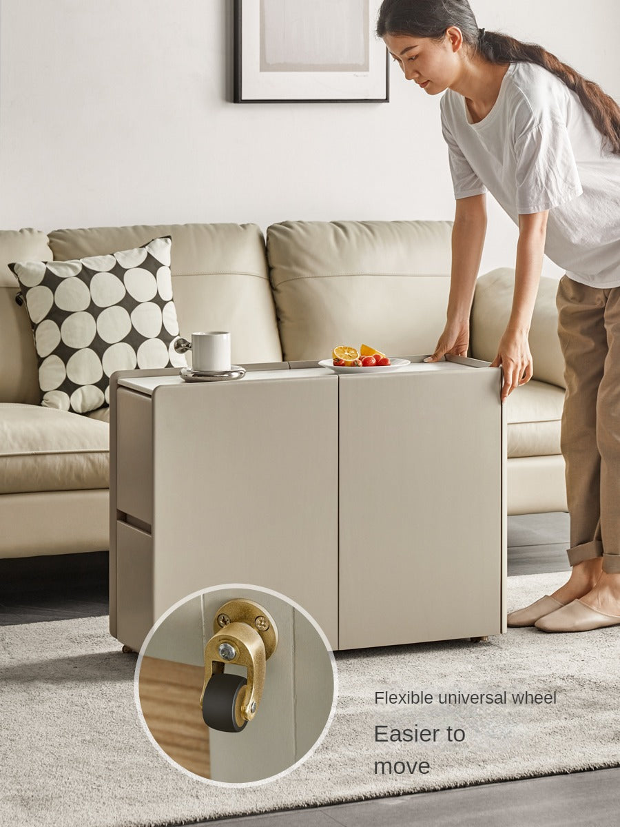 Poplar Solid Wood Side Table With Rock Slab Top