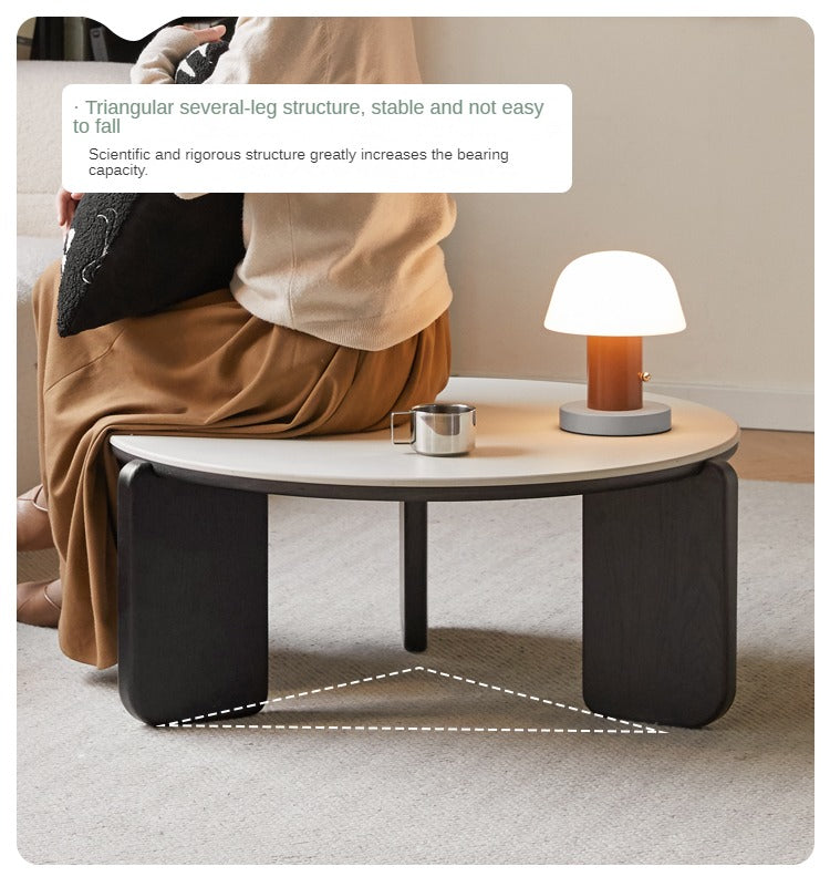 Oak Solid Wood Slate Black Coffee Table