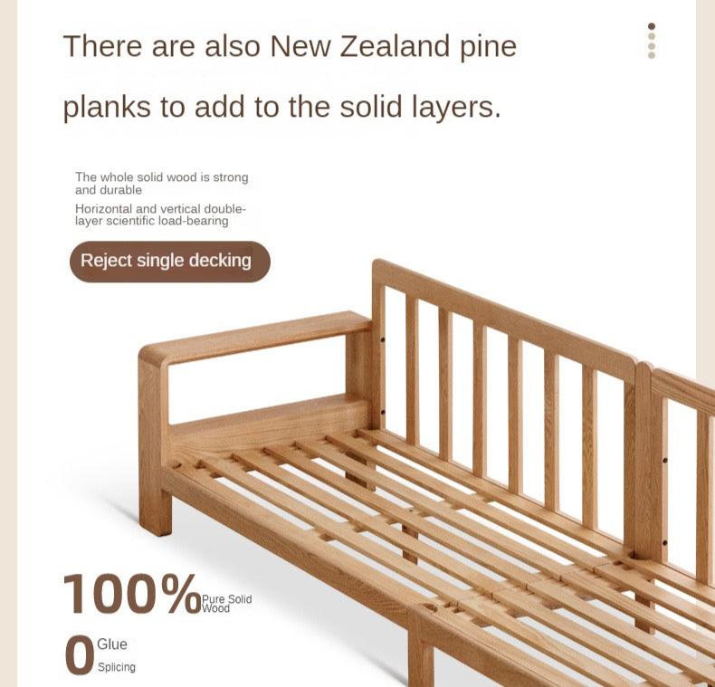 Oak Solid Wood Modern Log Style Corner Fabric Sofa.