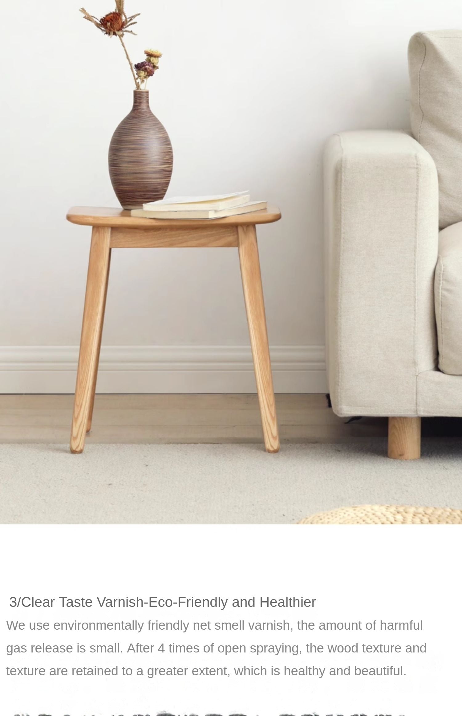 Ash, Oak Solid Wood Modern Makeup Stool