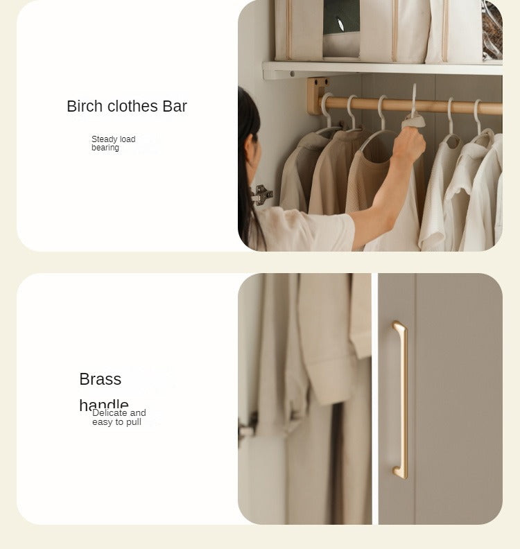 Pine Solid Wood Wardrobe French Cream Style.