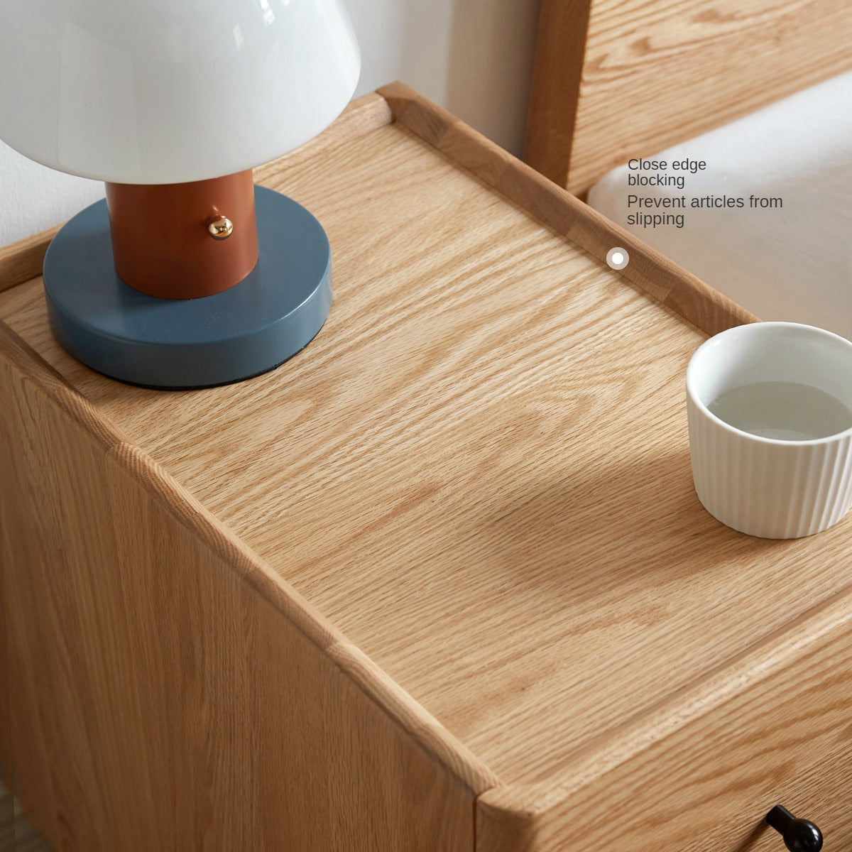 Oak, Ash Solid Wood, Solid Rubberwood Nightstand.