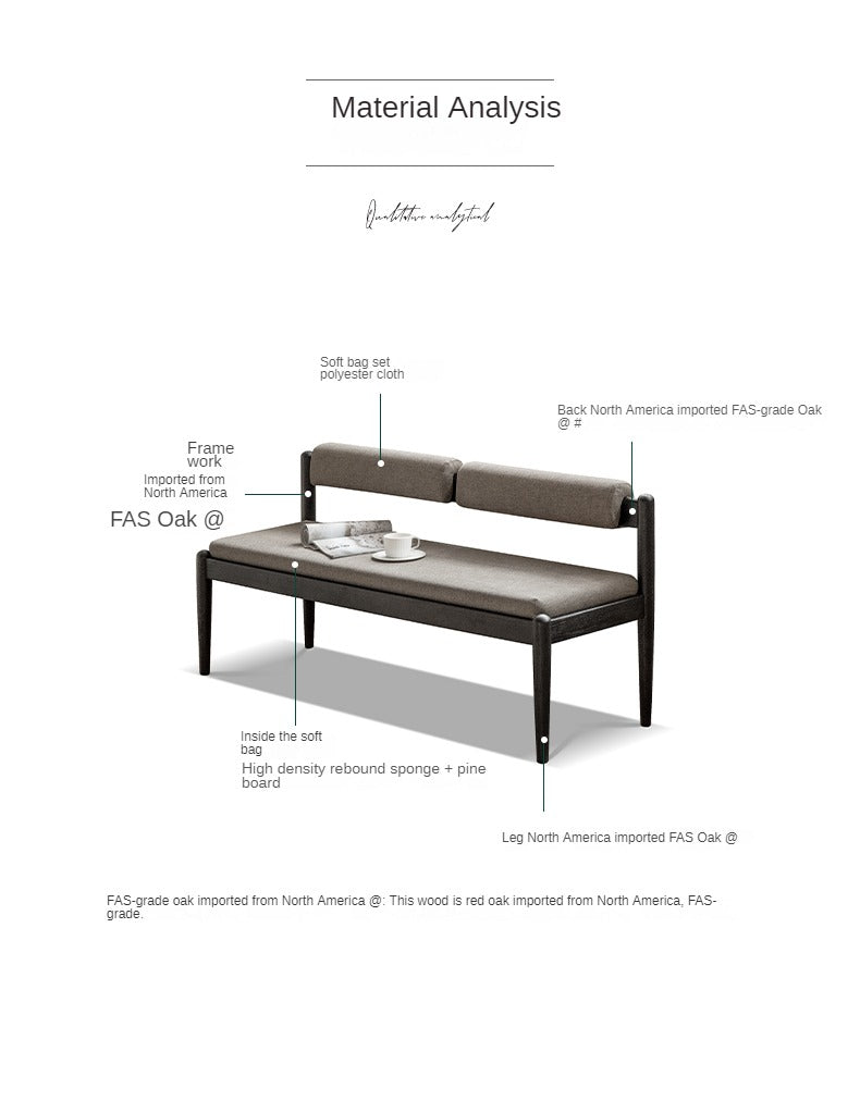 Oak Solid Wood Bench With Backrest