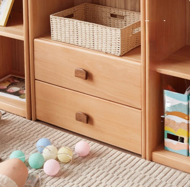 European Beech Solid Wood Storage Bookshelf