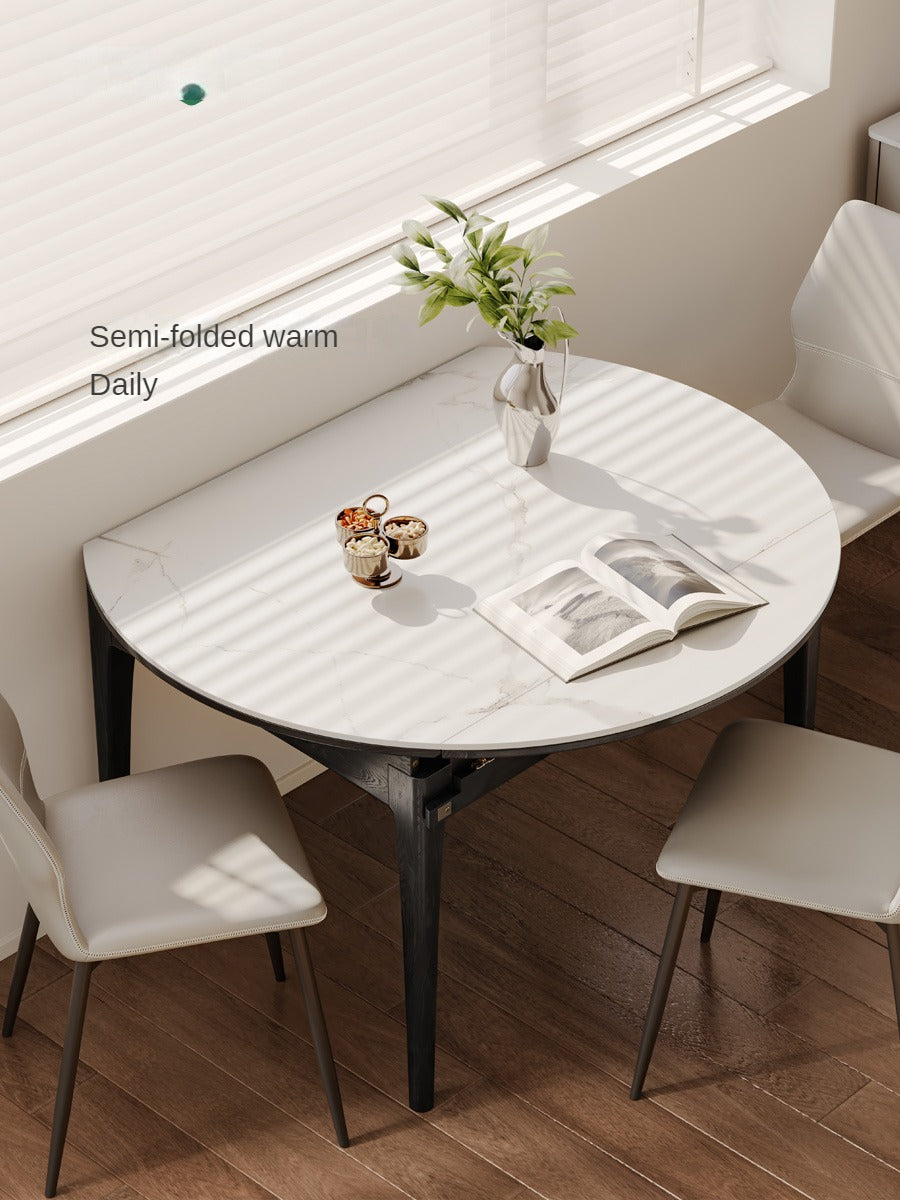 Oak Solid Wood Light Luxury Rock Slab Folding Dining Table