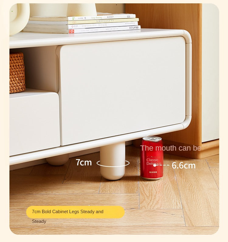 Rubber Solid wood French Cream Style TV Cabinet.