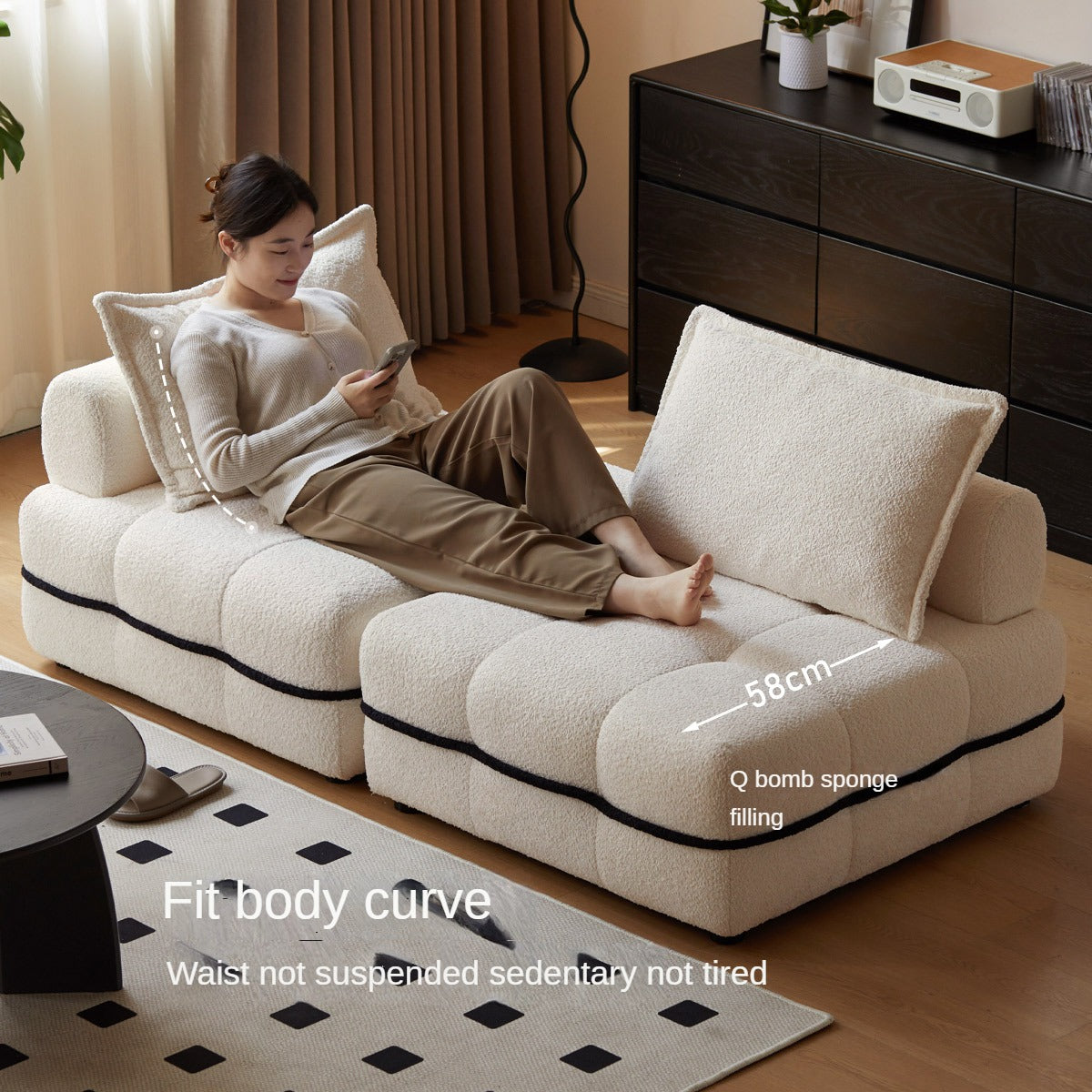 Fabric Modern Biscuit Piedmont Module Sofa,