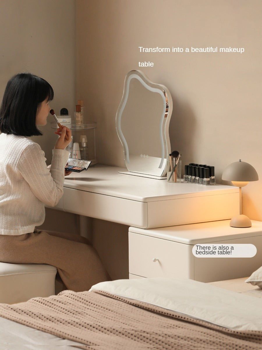 Rubberwood Solid Wood Retractable Desk and Bookshelf