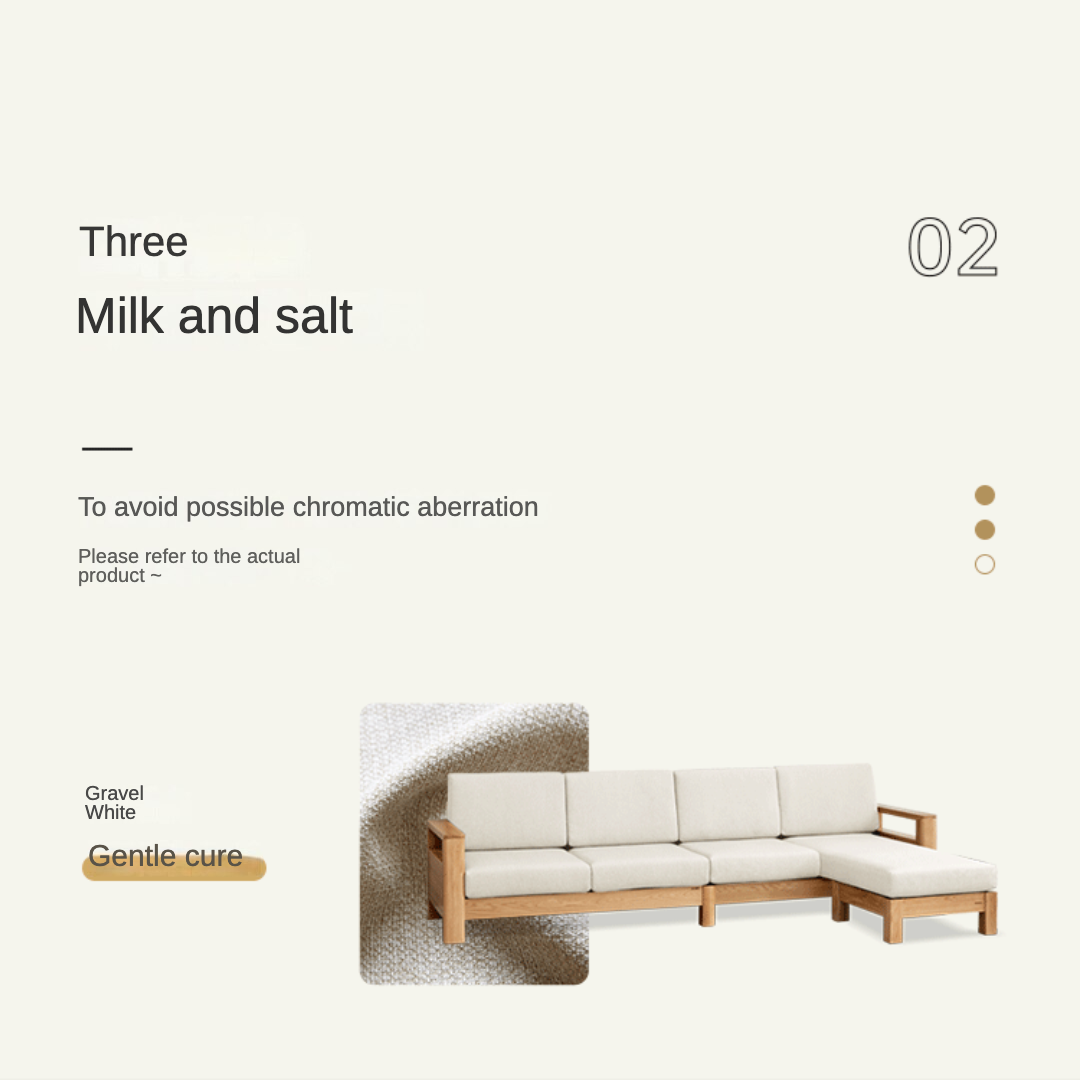 Solid Rubberwood, Oak Solid Wood Cotton Fabric Sofa