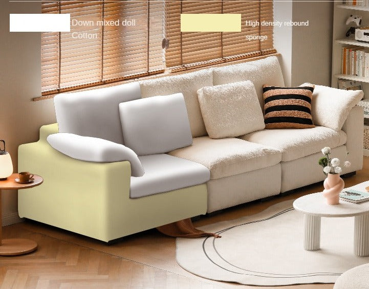 Fabric White Cream Style Down Sofa.