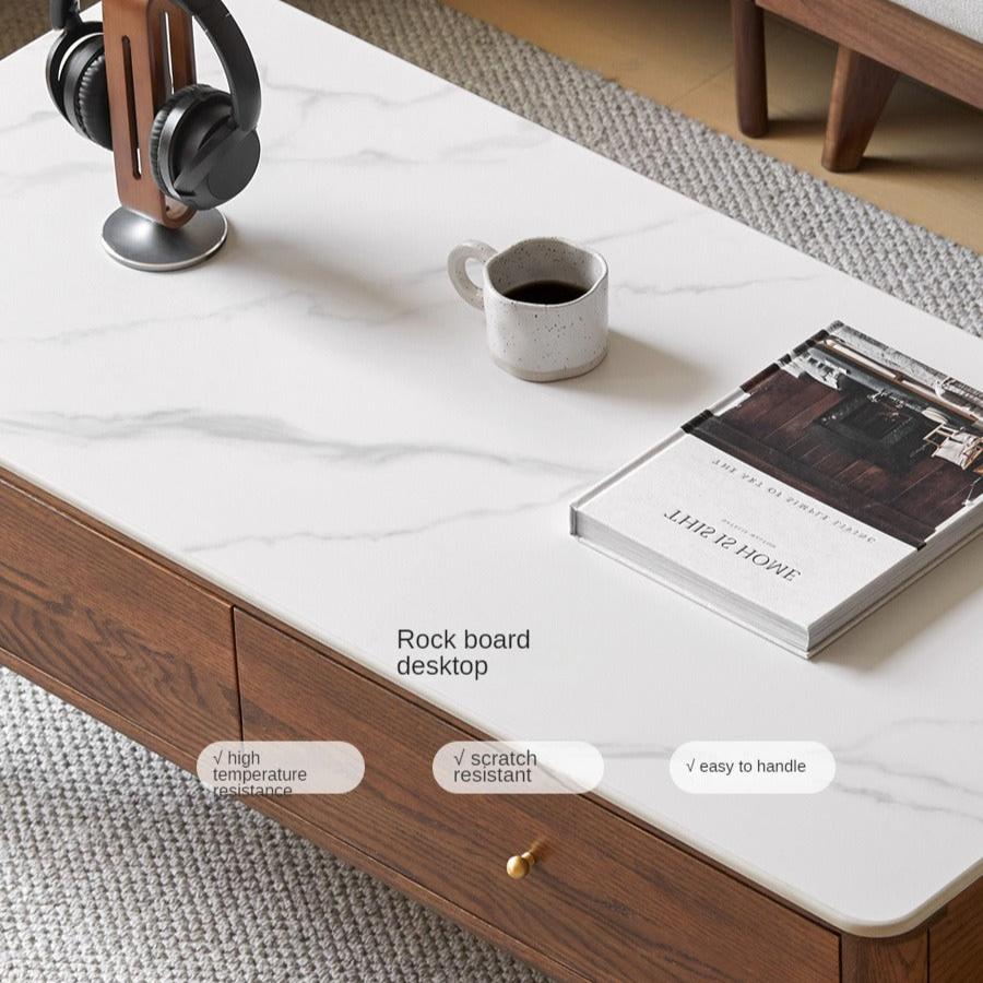 Oak Solid Wood Modern Rock Plate Coffee Table