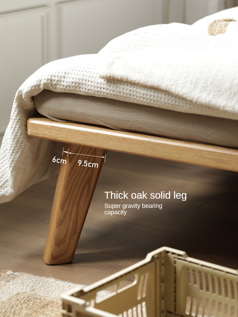 Oak solid wood platform bed, headboard-free bed