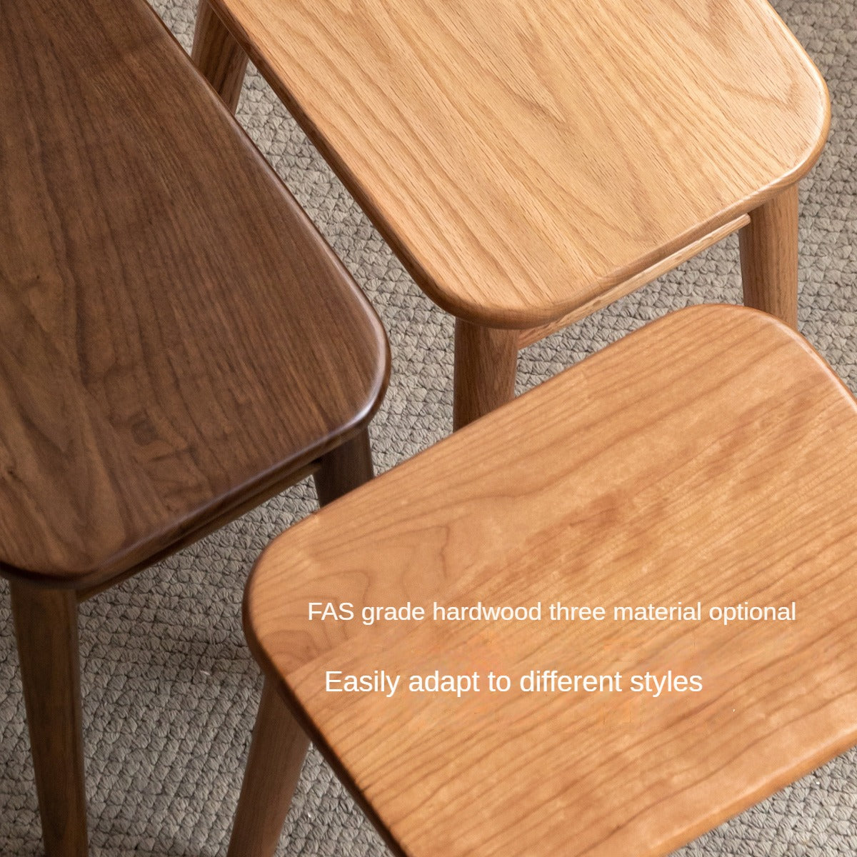 Black Walnut, Cherry, Oak, Sandalwood, Solid RubberWood Modern Light Luxury Makeup Stool