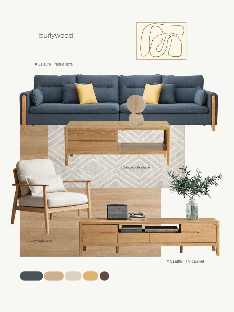 Oak Solid Wood Fabric or Leather Armchair