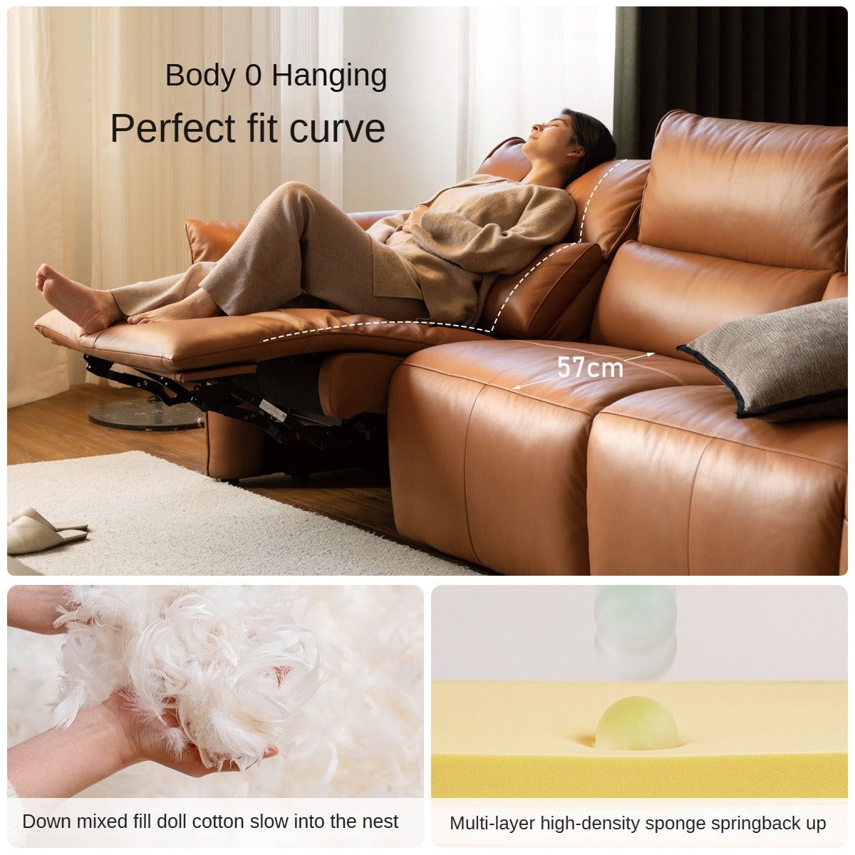 Leather Electric Luxury High Backrest Sofa,