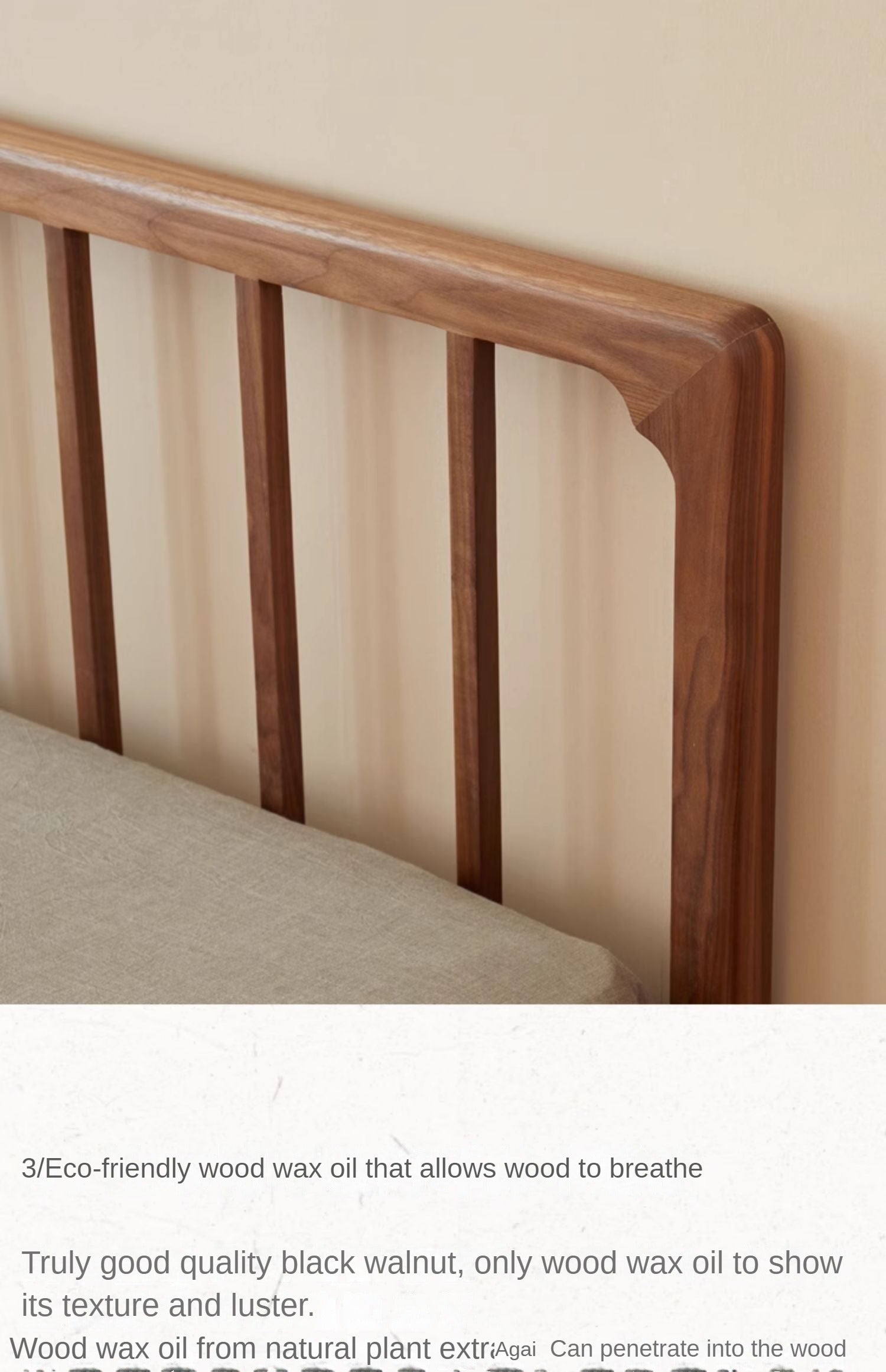 Ash, Black Walnut Solid Wood Nordic Simple Bed