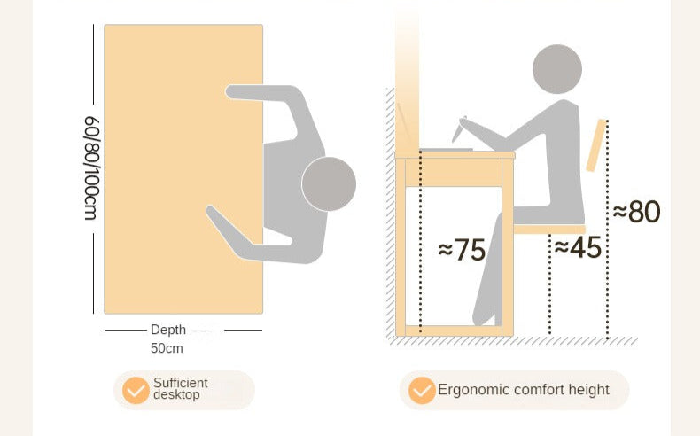 Poplar, Solid Rubberwood Rock Board Desk Bookshelf Integrated White Cream