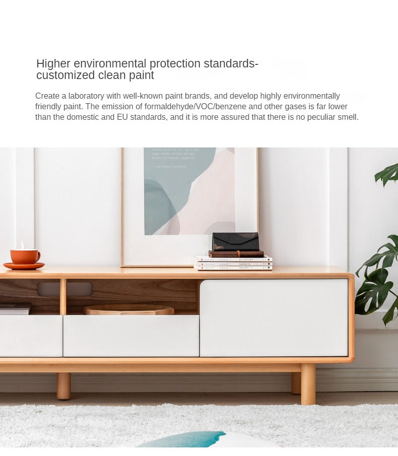 Oak Solid Wood TV Cabinet with Storage.