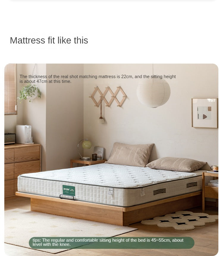 OAK Solid Wood platform bed, headboard-free bed Suspended Bed