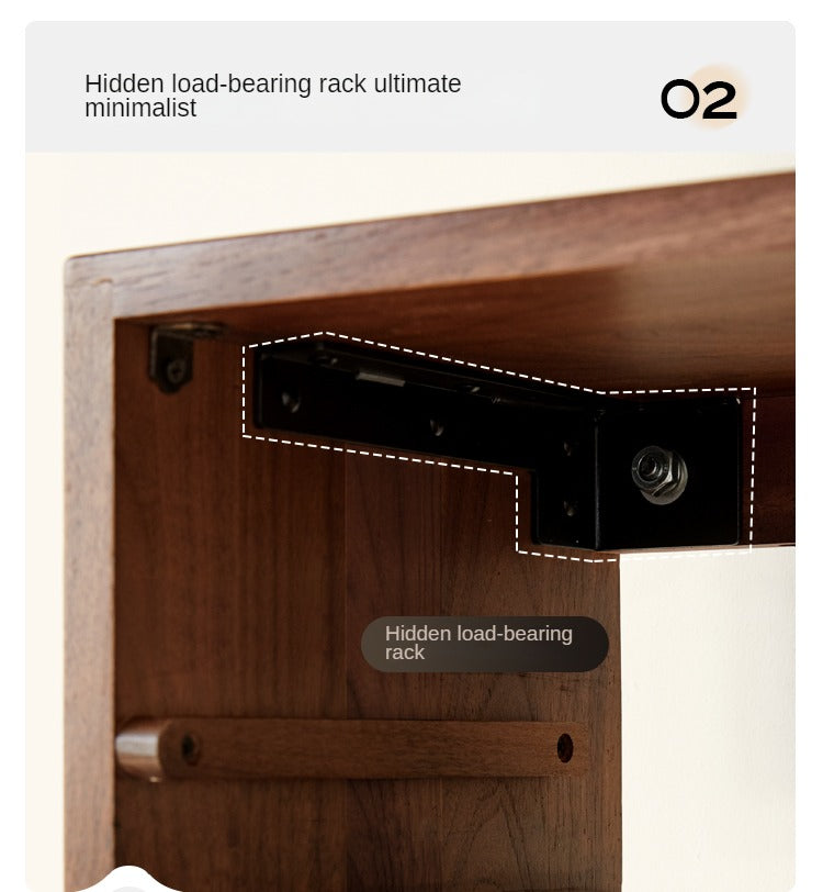 Black Walnut Solid Wood Wall-Mounted Suspended TV Cabinet