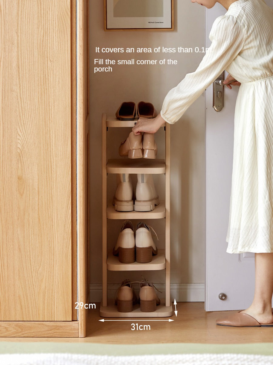 Rubberwood, Beech Solid Wood Narrow Shoe Rack
