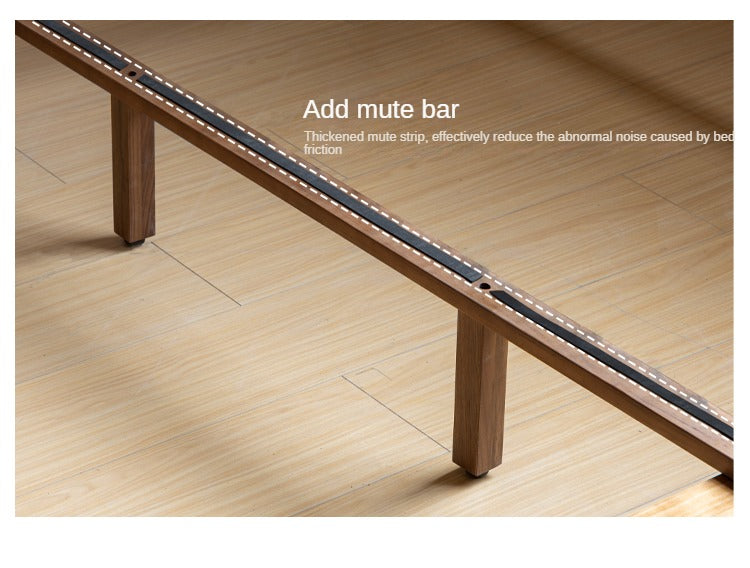 Black walnut solid wood platform bed, headboard-free suspended bed
