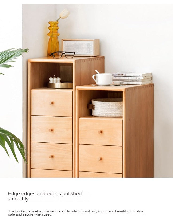 European Beech Solid Wood Storage Side Cabinet Combination