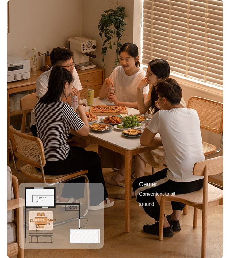 Oak, Beech Solid Wood Dining Table With Rock Slab Surface