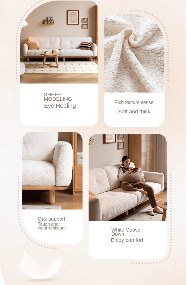 Fabric Lambskin White Sofa.