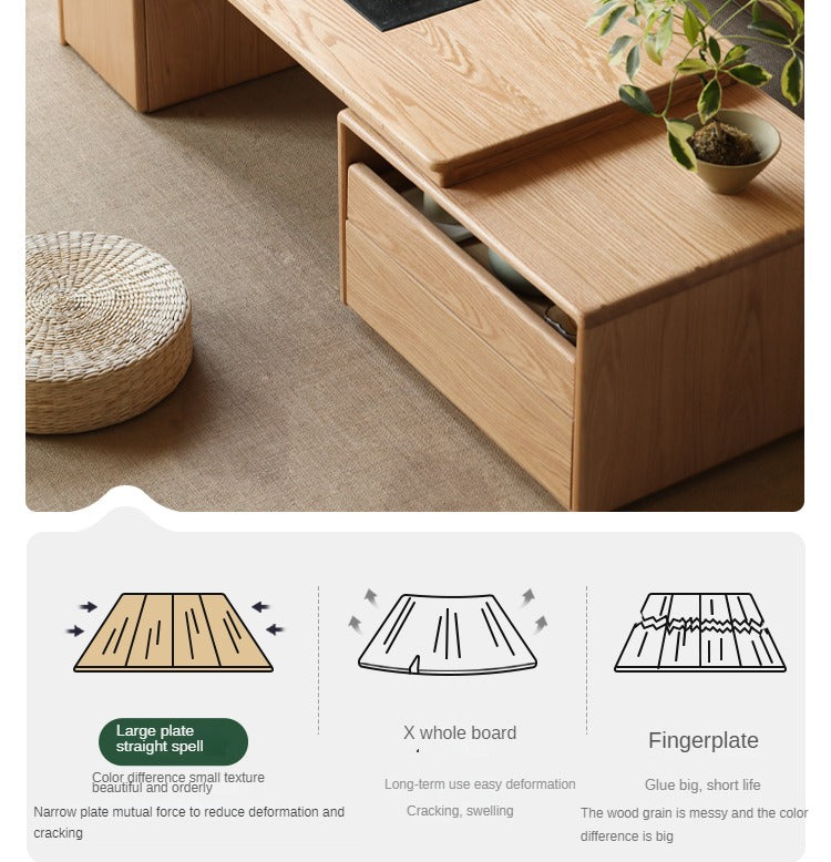 Oak Solid Wood Telescopic Modern Tea Table