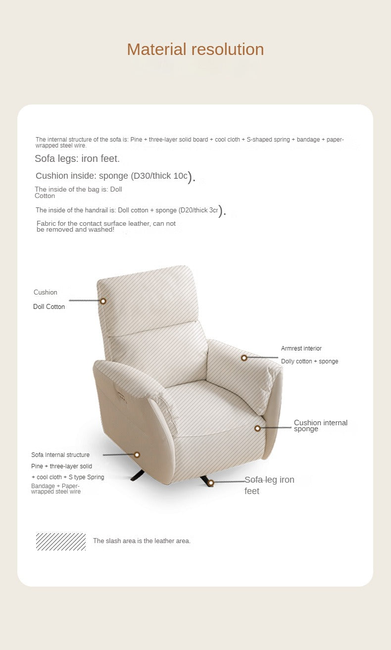 Leather Electric Cream Style Single Chair