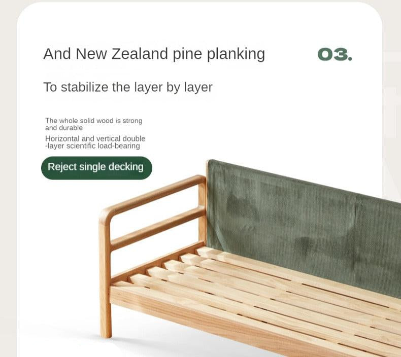 Oak, Beech Solid Wood Modern Simple Fabric Straight Sofa