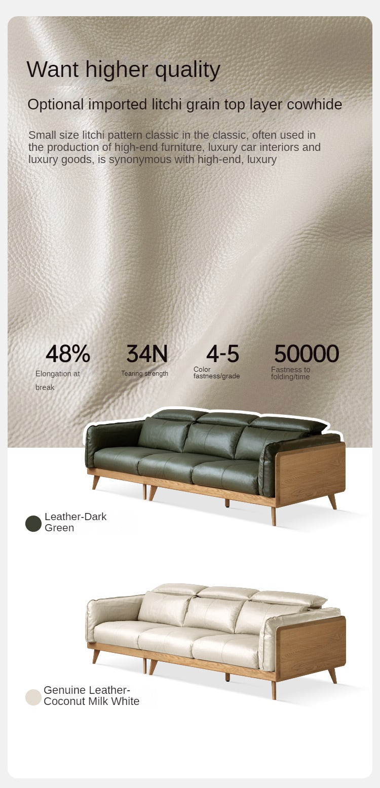 Oak, Ash Solid Wood High-Back Adjustable leather, fabric Sofa