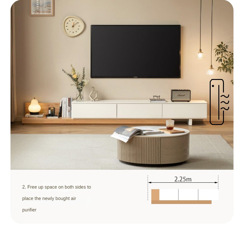 Oak, Poplar Solid Wood Retractable Floor TV Cabinet-