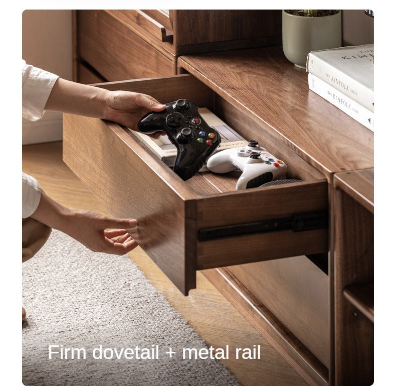 Black Walnut, Oak Solid Wood TV Cabinet Modern Module Combination Storage.