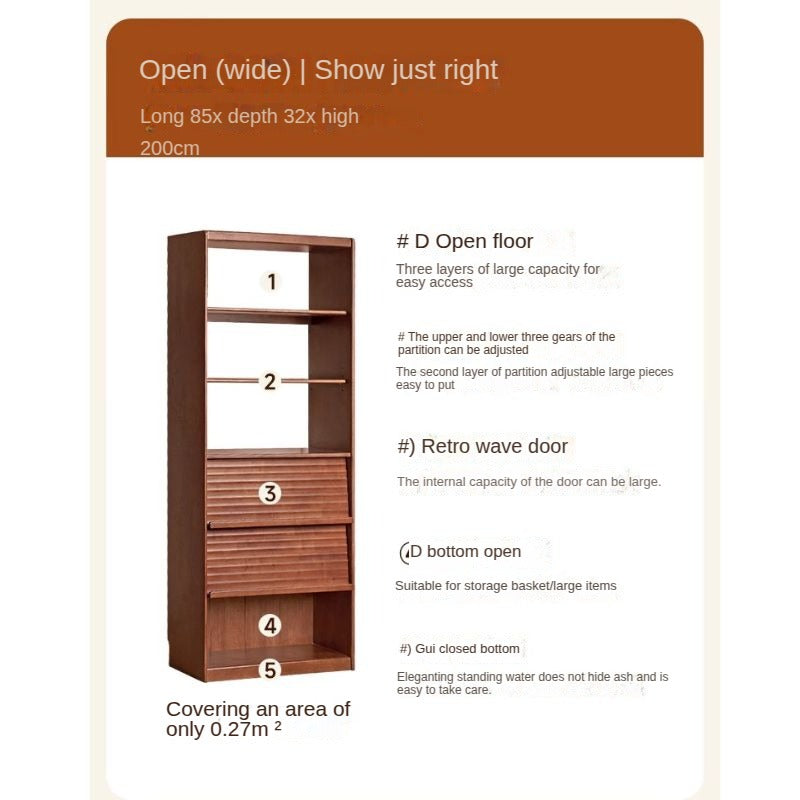 Rubber Solid Wood Bookcase Household Storage.
