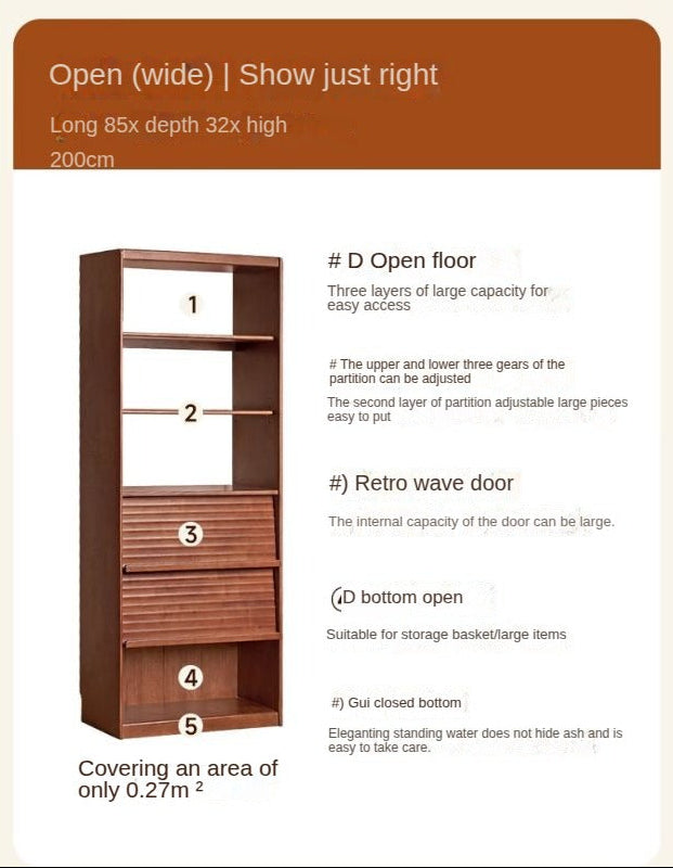 Solid Rubbewood Bookcase Household Storage.