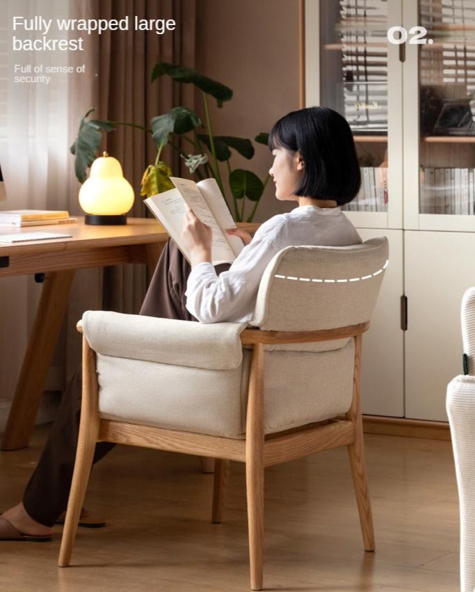 Oak Solid Wood Book Chair Simple Study Soft Back