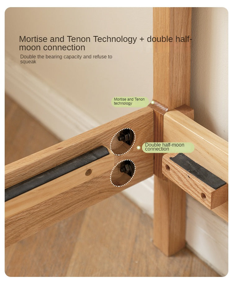Oak, Rubber wood Solid Wood Bed Technology Fabric,Suede
