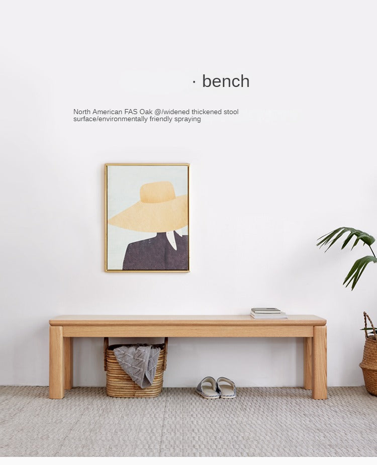 Oak Solid Wood Long Nordic Modern Bench