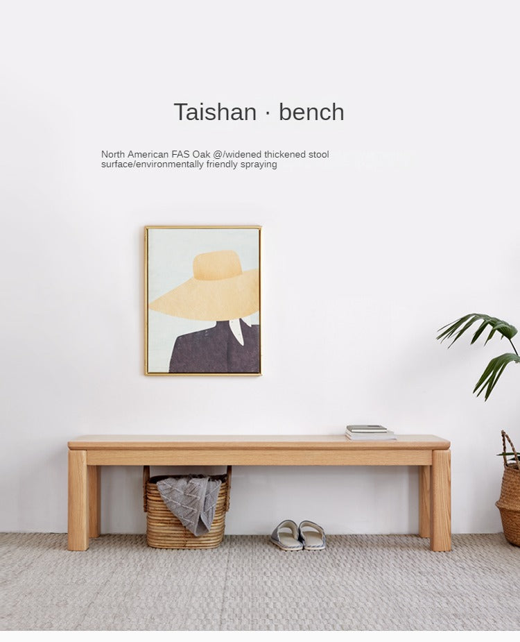 Oak Solid Wood Long Nordic Modern Bench
