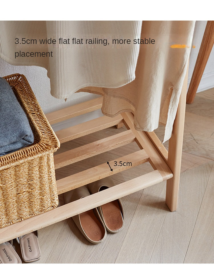 European Beech Solid Wood Clothes Rack Floor-Standing Coat Rack