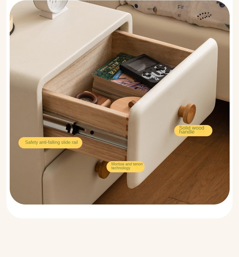 Organic Leather Cream Style Kids Nightstand