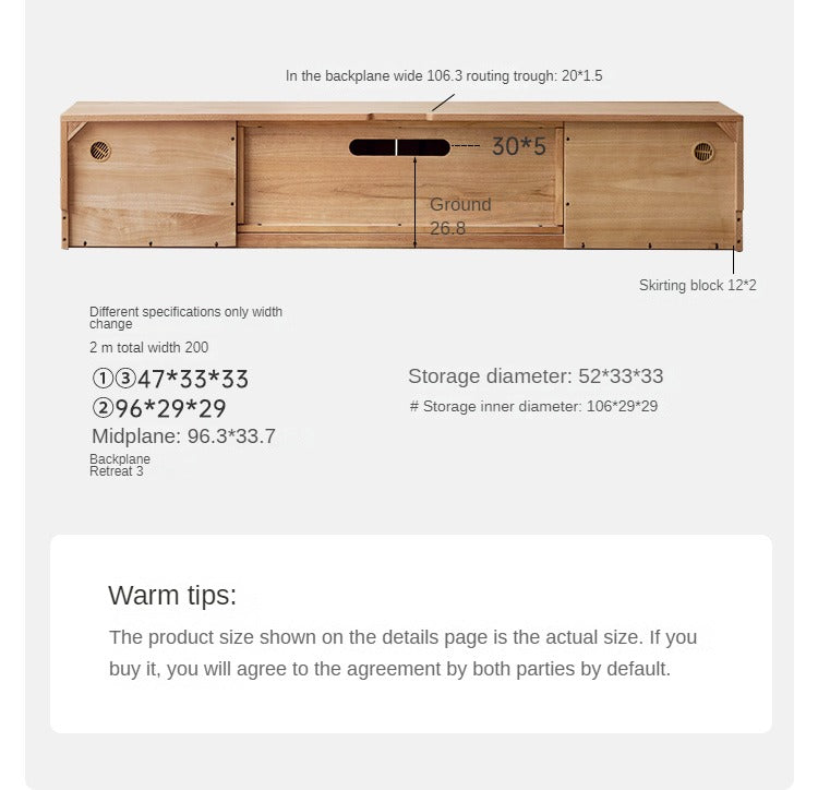 Oak Solid Wood Floor Storage TV Cabinet.