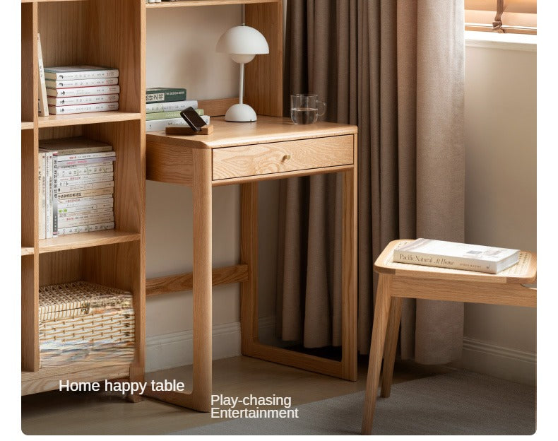 Oak Solid Wood Desk Bookshelf