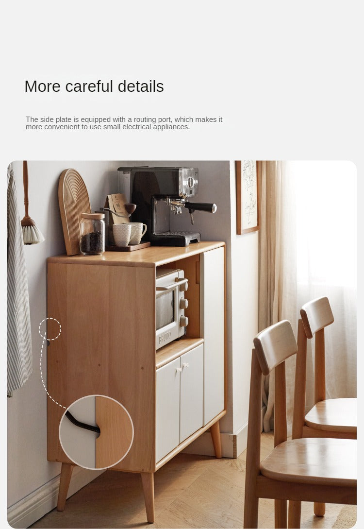 Beech Solid Wood Meal White Storage Cabinet