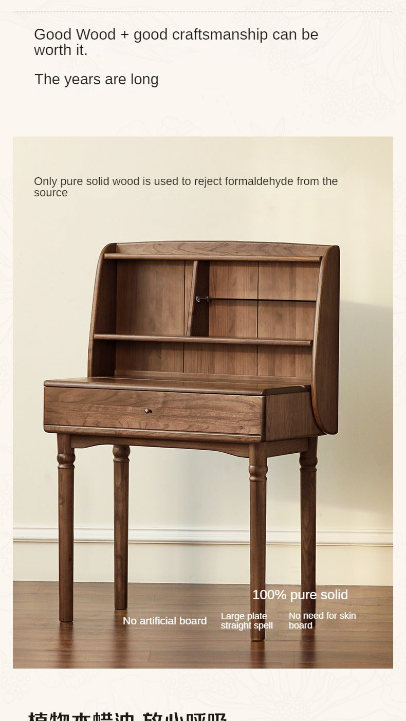 Black Walnut Solid Wood French Retro Dressing Table.