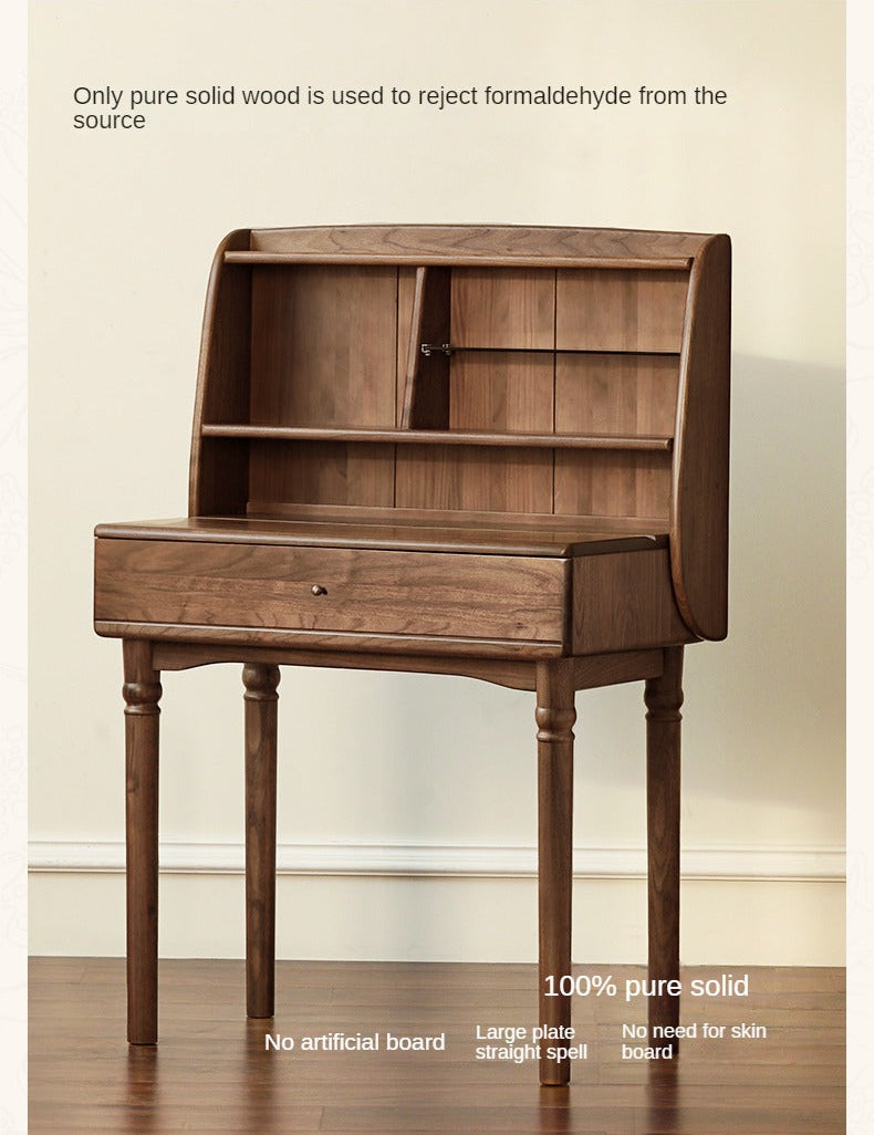 Black Walnut Solid Wood French Retro Vanity Table.