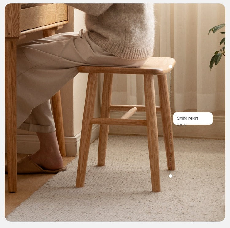 Black Walnut, Ash, Oak, Sandalwood Solid Wood Makeup Stool